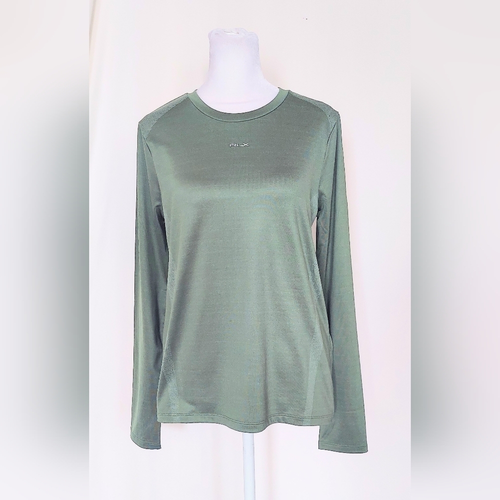 RLX Ralph Lauren Long Sleeve Concept Tee Shirt Green Womens Size Medium